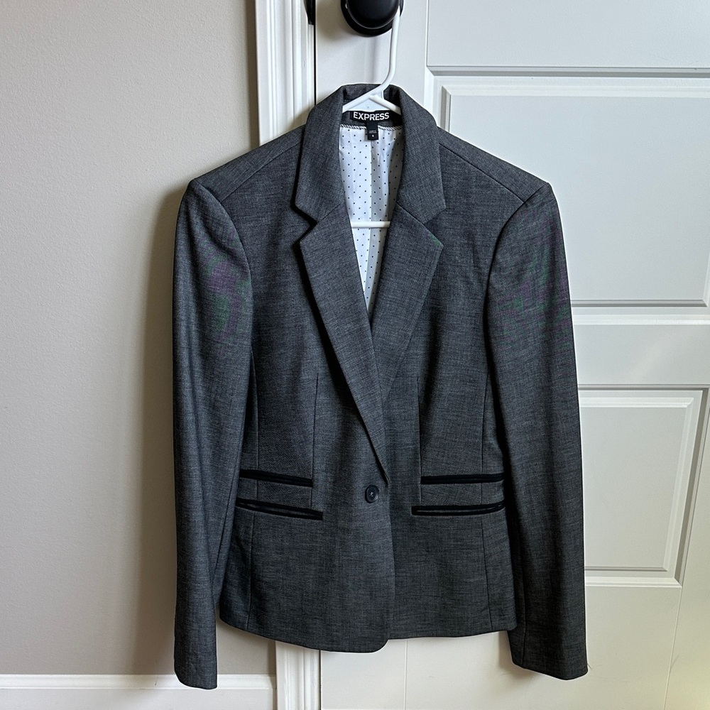 Express Charcoal Gray Women's Single-Button Blazer